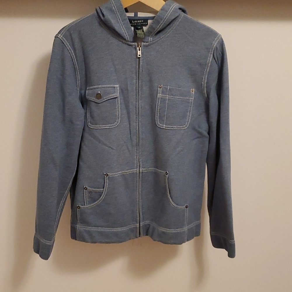 Lauren Ralph Lauren cotton light zip hoodie. Light blue (blue jeans). Size M.